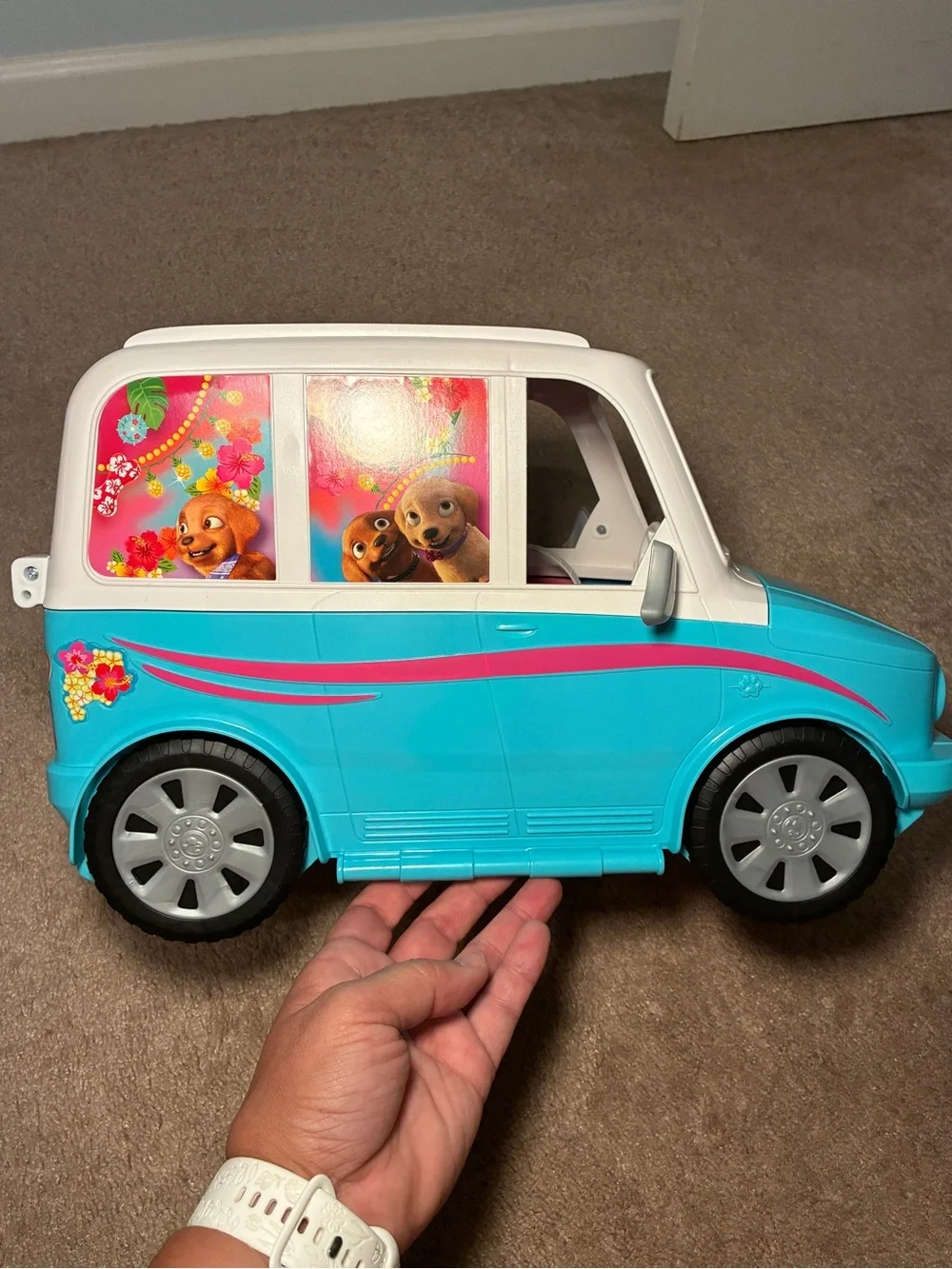 Barbie Ultimate Puppy Mobile~Fold Out Playset~ Van Vehicle, Car, SUV, Pet Camper